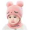 Newborn Kids Baby Boy Girl Pompon Hat Winter Warm Knit Crochet  Cap Scarf