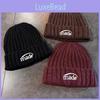 Warmth Knitted Unisex Beanie Hat With Letter Embroidery For Autumn Winter Wear