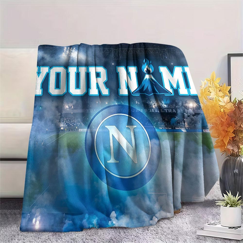 Custom Name,SSC Napoli Printed Flannel Blanket, soft throw for bedroom sofa, washable, Christmas present, great gift.