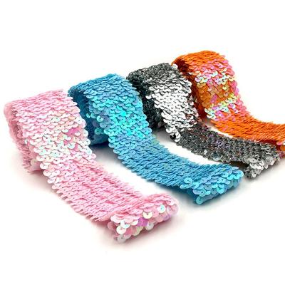 4,8 см/1 м Эластичная кружевная лента с пайетками, блестящие швейные материалы, аксессуары для костюмов для танцев своими руками, танец