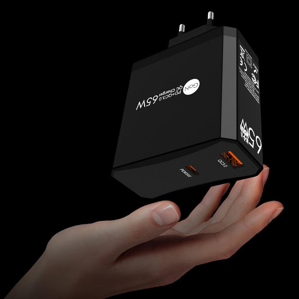 Быстрое зарядное устройство GaN с двумя портами PD65W для компьютеров и планшетов - Стандарт ЕС