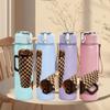 1PC Plaid Mug Cup Home Decor Print 750ml Color Plastic Sports Water Bottle Leakproof Flip Straw Lid Suitable for Sports Office Home Use