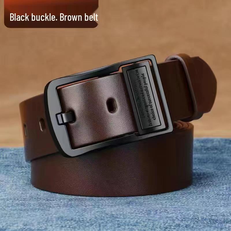 Men's Genuine Leather Vintage Pin Buckle Belt - Fashion Casual Waist Belt for Jeans
