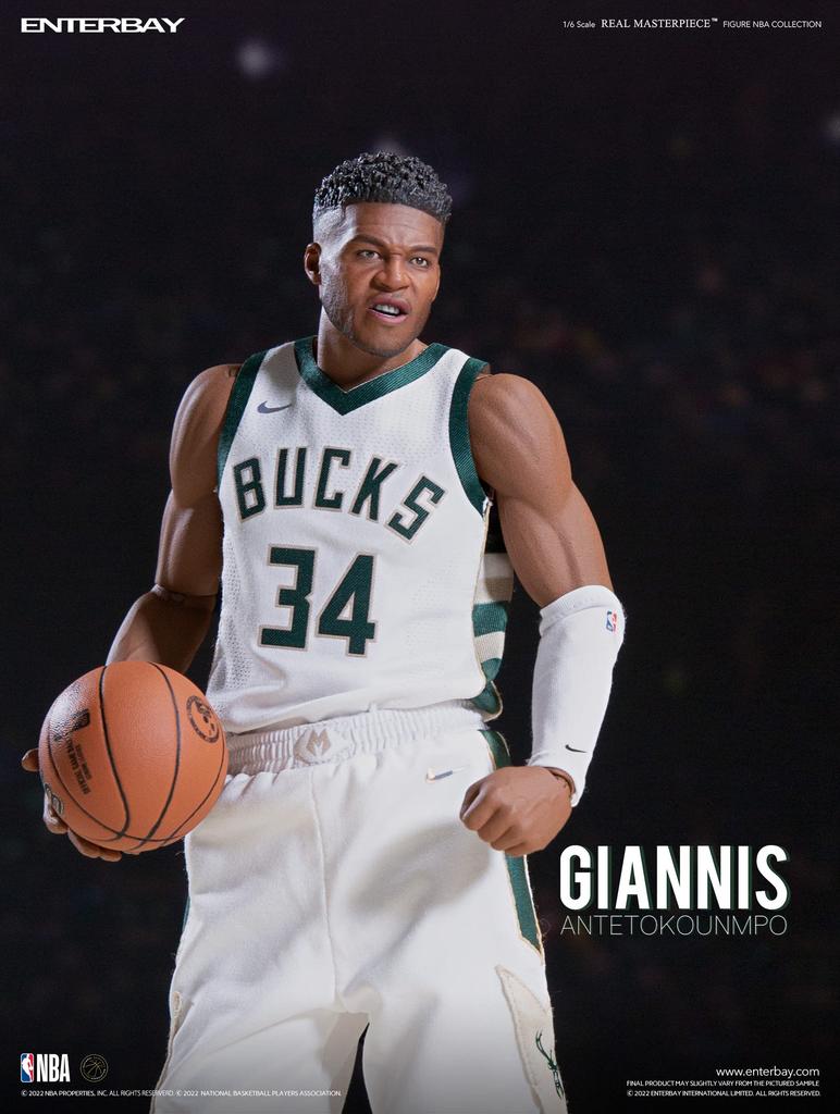 Real Masterpiece NBA Collection Giannis Antetokounmpo Collectible Figure White Large 653407 1/6