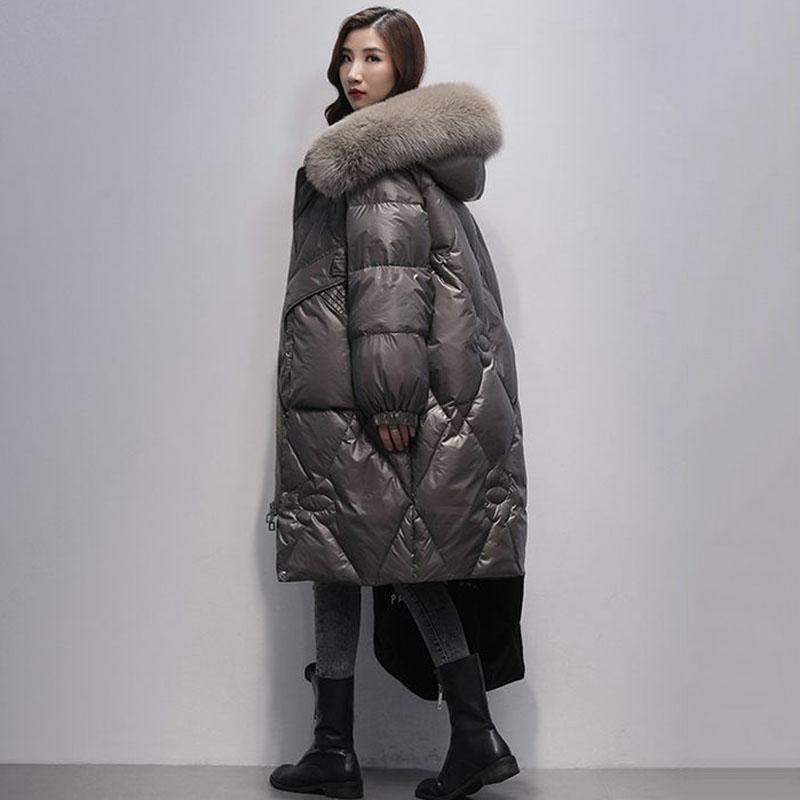 Oversized Womens Down Cotton Jacket Winter Warm Jackets Coat Long Hooded Parka Overcoat Female Cold Jackets Black