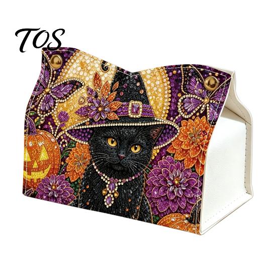 Festive Room Decoration DIY Christmas Diamond Art Tissue Box, Sparkling Rhinestone PU Leather Napkin Craft Kits for Teens Holder, Rectangular Storage