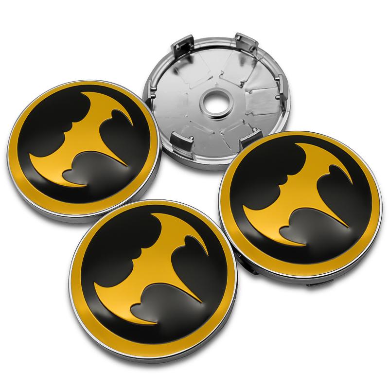 4pcs 56mm+60mm Car Styling Bat Logo Badge Car Wheel Center Hub Cap Rim Cover Emblem Stickers Decorative Decal Auto Accessories