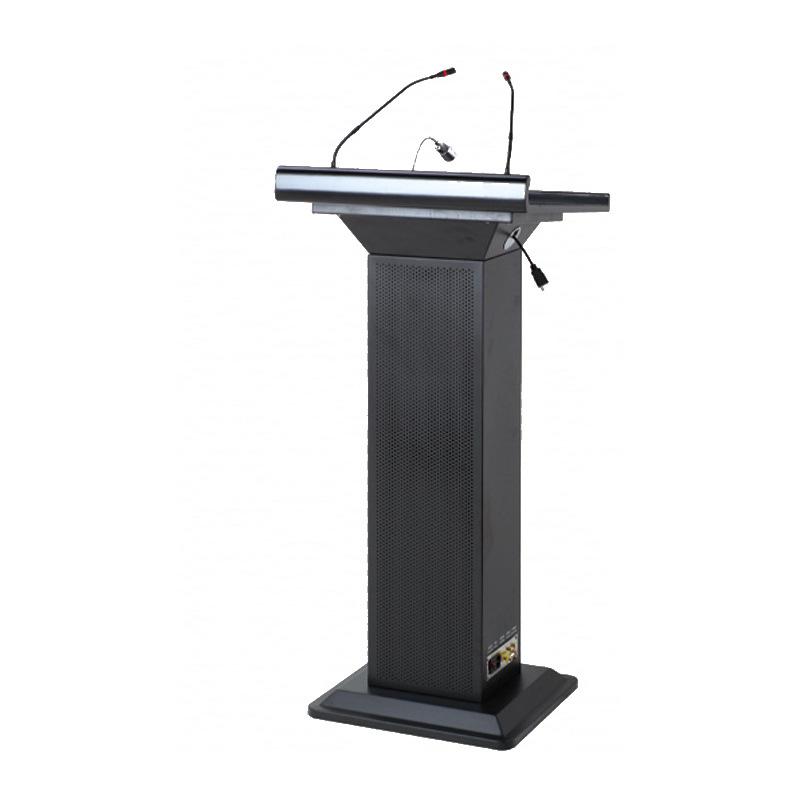 Multifunctional Podium with Wireless Mic & Light Strip - Hotel Lobby Media Lectern