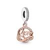 НОВЫЙ Rose Gold Семейная Любовь Шарм Подвеска Бусина Цветок Сердце Зажим Подходит к Серебряному Браслету DIY Украшения Подарок для Нее