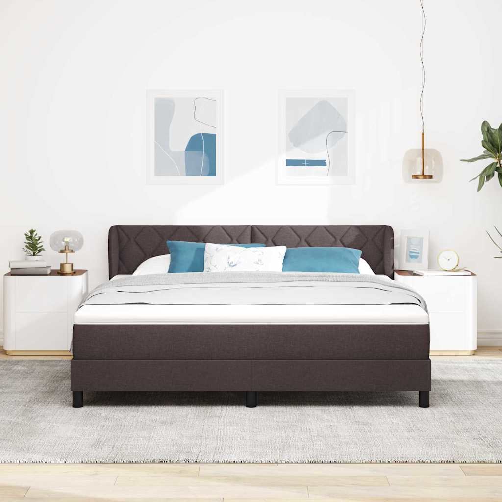Box Spring Bed with Headboard Dark Brown 180 x 200 cm Fabric