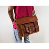 Men's Office Goat Leather Laptop Satchel Messenger Shoulder Handmade Briefcase