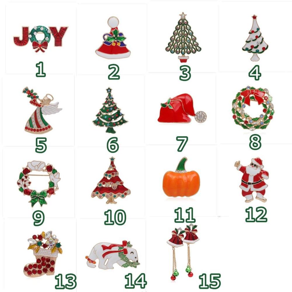 Дерево Стразы Санта Клаус Новогодняя Брошь Рождественское Украшение Ювелирное Изделие Подарок Рождественские Броши