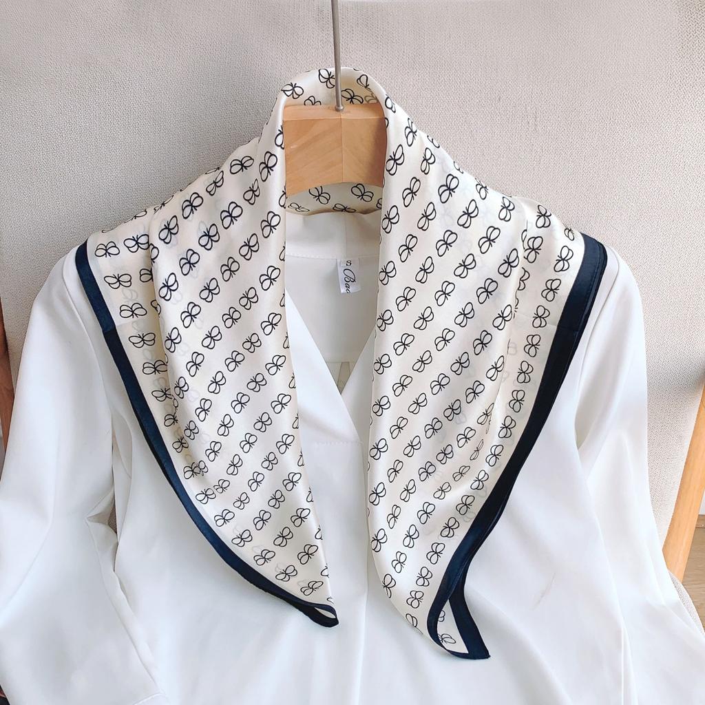 70 Chinese Square Scarves Spring and Summer Versatile 100 Silk Silk Scarves Women, Fashion Professional Stewardess Scarf Hair Accessories Ribbon