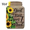 Decorative Wood Panels Mason Jar Shape Wall Decoration, Wooden Art with Sunflower Print, Rustic Decor Retro Hanging for Farmhouse Kitchen Living Room