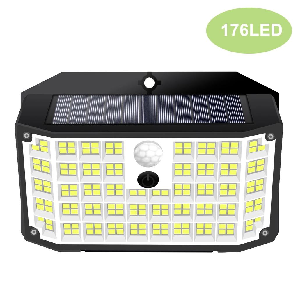 Уличный 176/132/126LED настенный солнечный светильник с датчиком движения для сада, водонепроницаемый, 3 режима, уличный фонарь, настенный светильник для двора, дорожки, гаража, сада