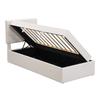 Upholstered Bed, 90 x 200, Single Bed with Slatted Frame made of Metal Frame, Large Storage Space, Without Mattress, Beige, 200x90cm.
