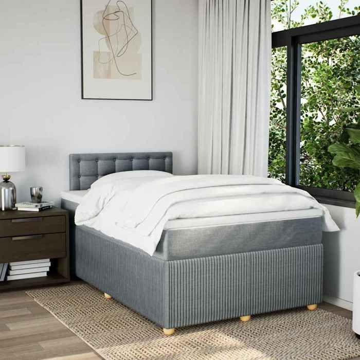 Maison Exclusive - Sommier à lattes de lit et matelas gris clair 120x190 cm tissu