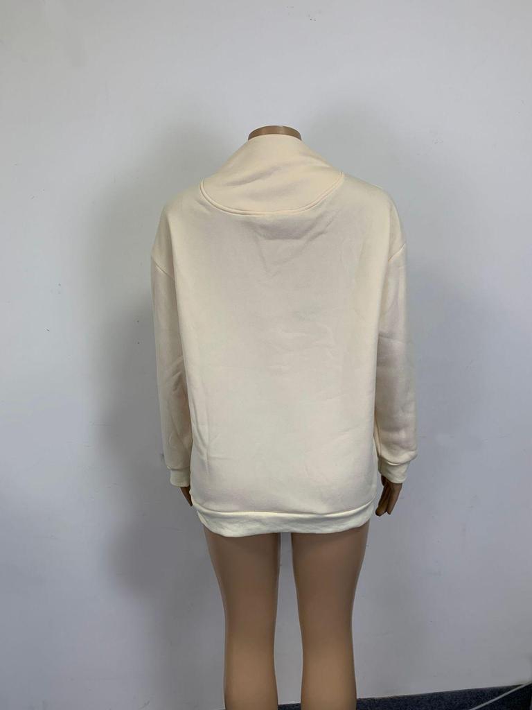 2023 Autumn/Winter Women's Loose High Neck Solid Color Long Sleeve Pullover Sweatshirt