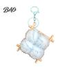 Fermented Doufu Bag Charm Bean Curd Plush Keychain, Fluffy Backpack Decoration Accessories with Keyring, Handbag Purse Keyring