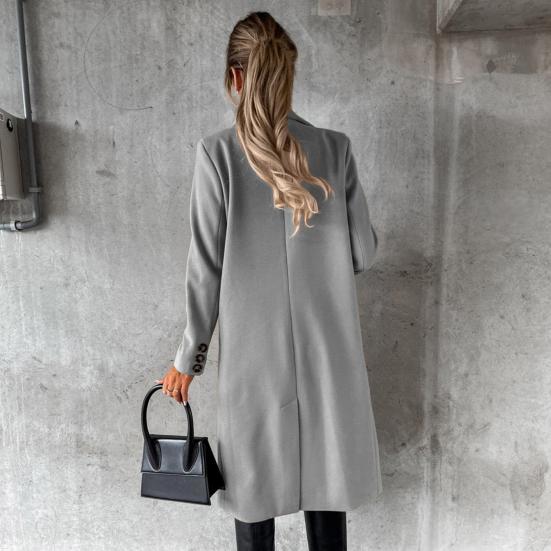 Women's Midi Long Wool Coat Double Breasted Trench Coat Classic Notch Lapel Peacoat Fall Winter Overcoat