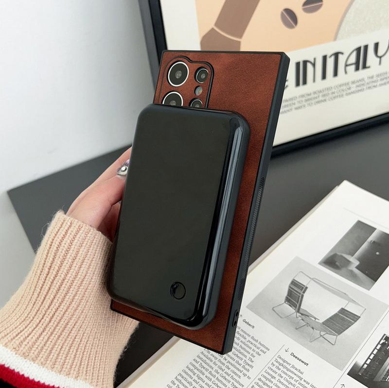Для Samsung S25 Ultra S24 S23 S22 Plus чехол для телефона однотонный кожаный матовый ударопрочный тонкий магнитный беспроводной зарядный чехол