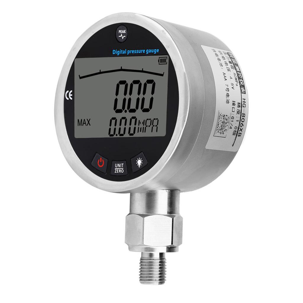 Цифровой циферблатный манометр с резьбовым креплением G14, ЖК-дисплей, измеритель давления для воды, воздуха, масла 0?40МПа