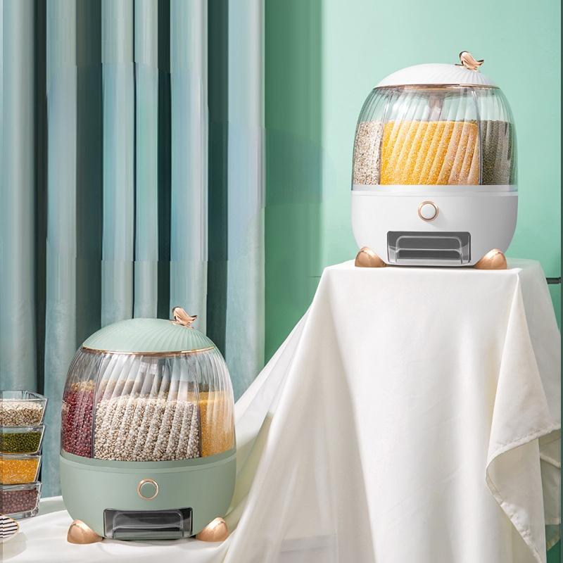 Вращающийся дозатор зерновых Вращающийся дозатор зерновых Контейнер для риса Диспенсер Контейнер большой емкости для хранения Ведро для риса