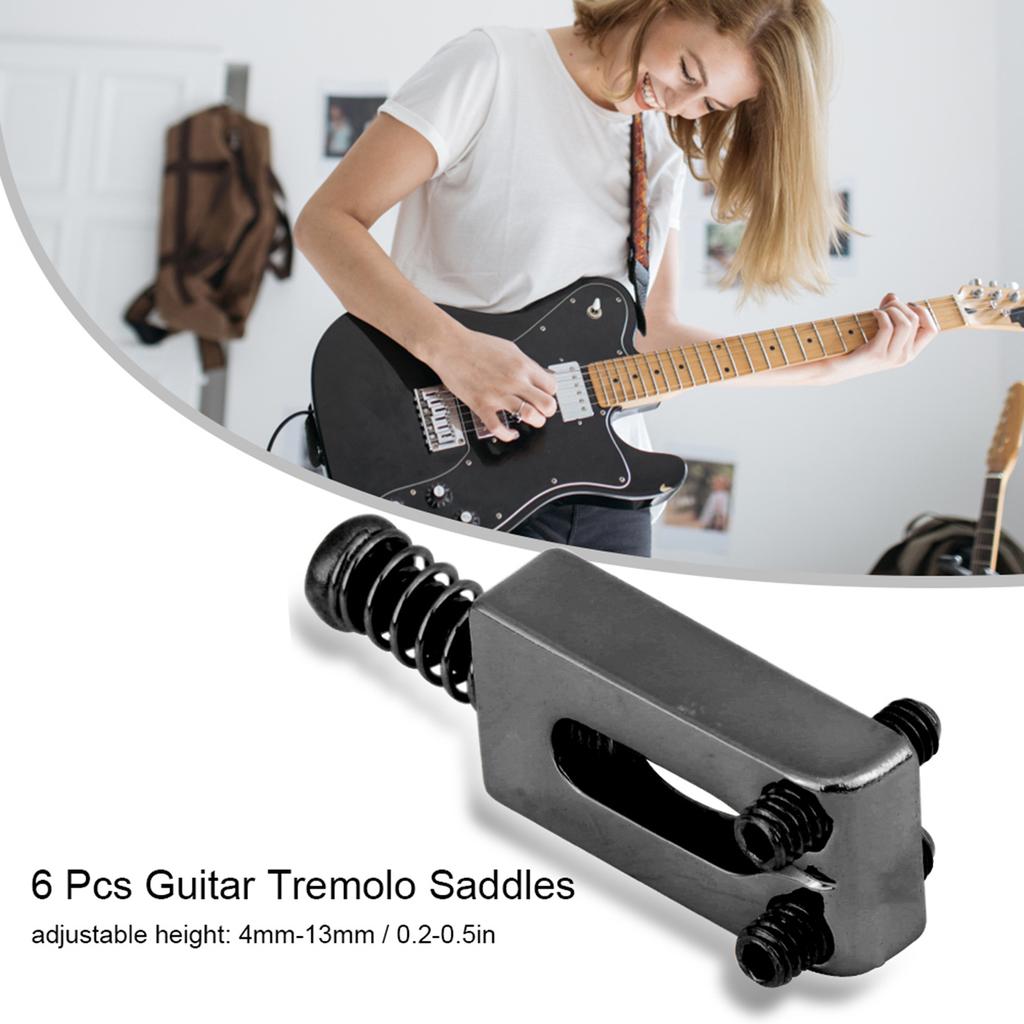 6 шт. металлических седел тремоло для деталей бриджа электрогитары с гаечным ключом(черный)