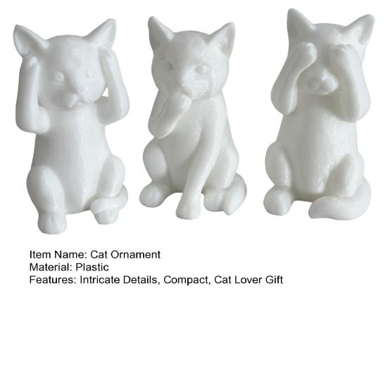 3D-печатная фигурка кошки котята слышать говорить видеть зло статуэтка миниатюрное украшение кошка подарок для любителя кошек для украшения стола полки шкафа