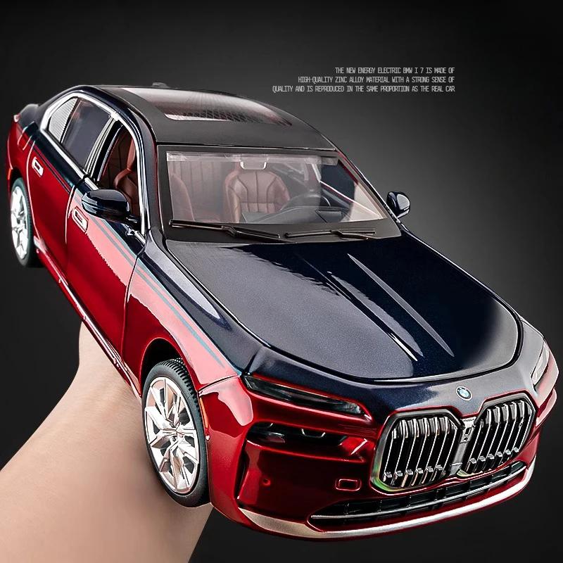 Масштаб 1/24 BMW THE I7 G70 M70L Чистый Электрический Новая Энергия Лимузин Сплав Металл Литой Модель Автомобиля Звук и Свет Украшения Подарок Ребенок