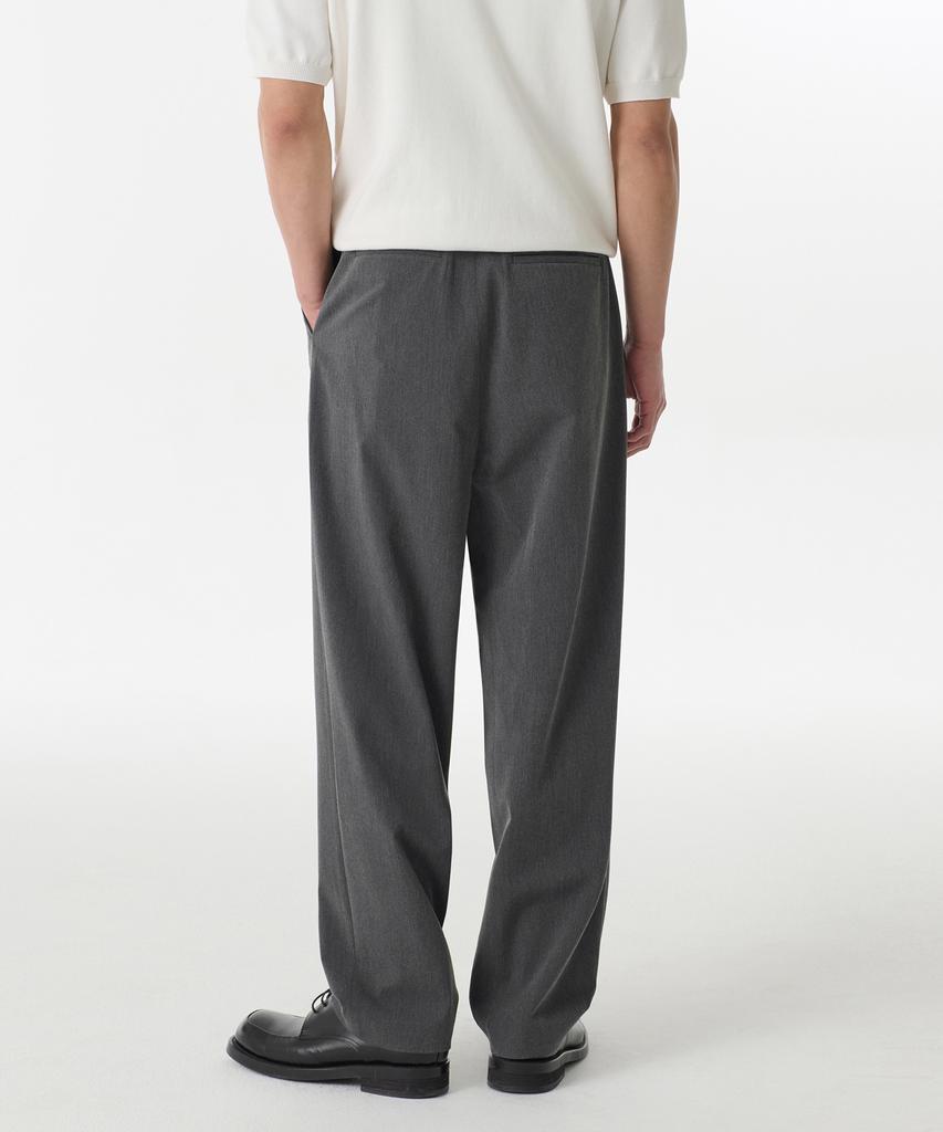MUSINSA STANDARD One-Tuck Loose Tapered Hidden Banding Slacks [Medium Gray]