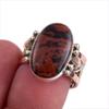 Natural Mahogany Red Obsidian Gemstone TwoTone 925 Sterling Silver Ring S.7 U2g48