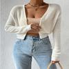 Spring and Autumn Women's Sexy Short Long Sleeve Pit Stripe Knit Elastic Slimming Sweater Cardigan