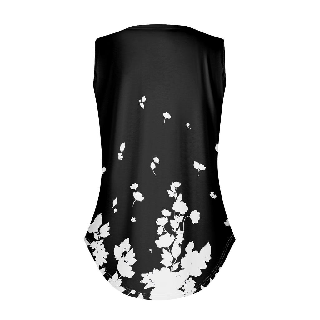 Женская майка с V-образным вырезом и принтом, повседневная майка, свободный крой, топы без рукавов, струящиеся