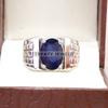 Blue Sapphire Oval Cut Gemstone With 925 Sterling Silver Ring For Men's #B621 JL375686516341