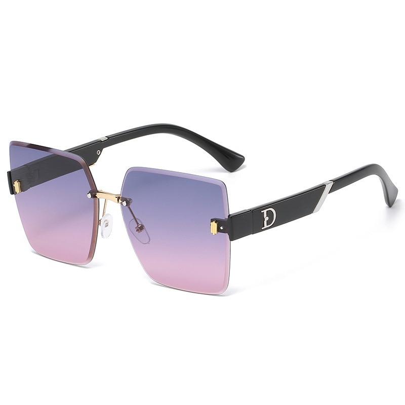 Квадратные солнцезащитные очки без оправы с обрезанным краем, женские модные солнцезащитные очки с защитой от УФ-лучей