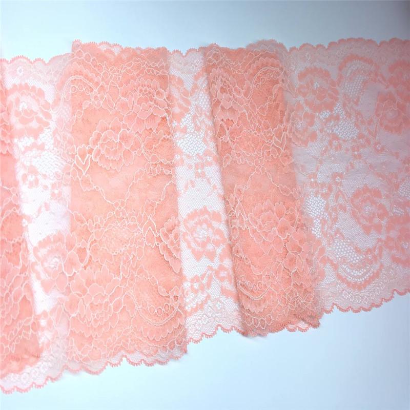 23cm Wide Stretchy Lace, Light Orange Elastic Spandex Lace for Lingerie, Bra, Underwear, Sewing & Crafting