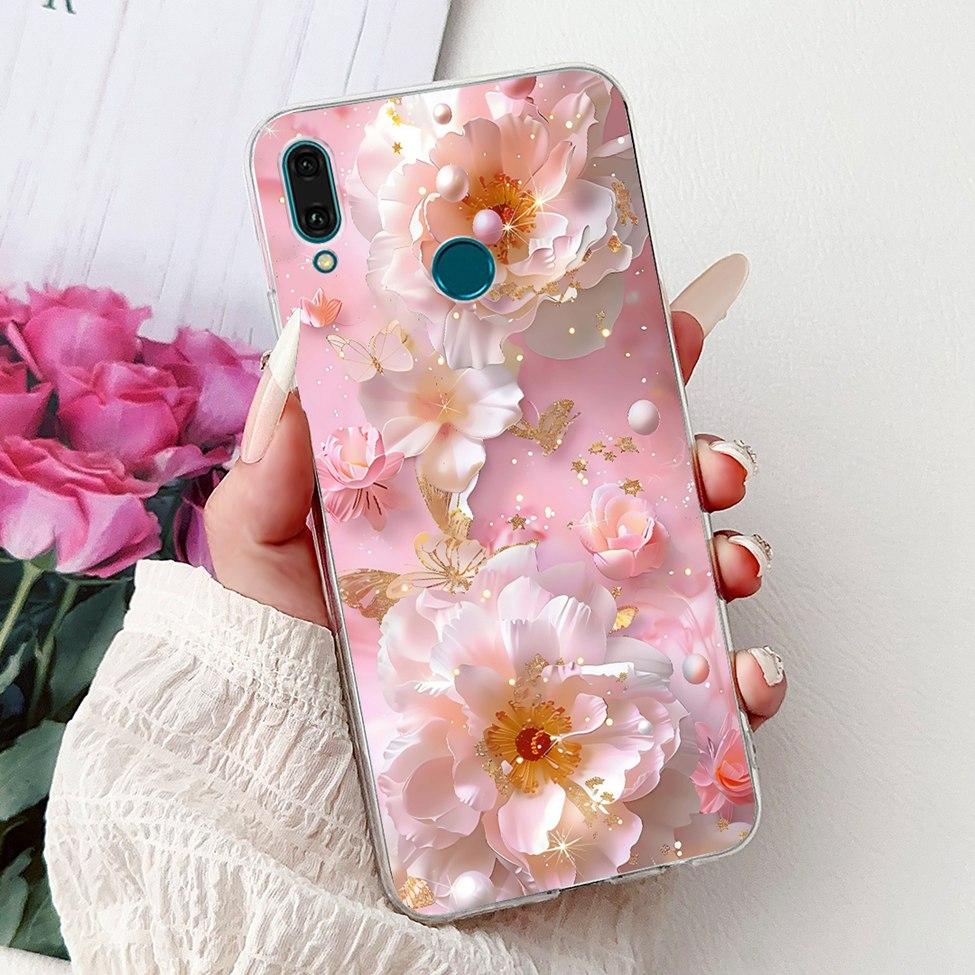 Clear For Huawei Y9 2019 Case Cover Cute Fashion Flowers Funny Cool Painted Soft Phone Case For Huawei JKM-LX1 JKM-LX2 JKM-LX3