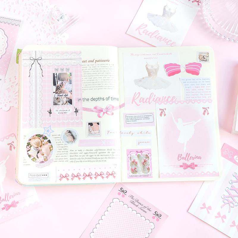 100 листов Сладкая корейская кружевная балетная скрапбукинг Блокнот для заметок DIY Декор Журналирование Бумага для записной книжки Милый нелипкий блокнот Студент