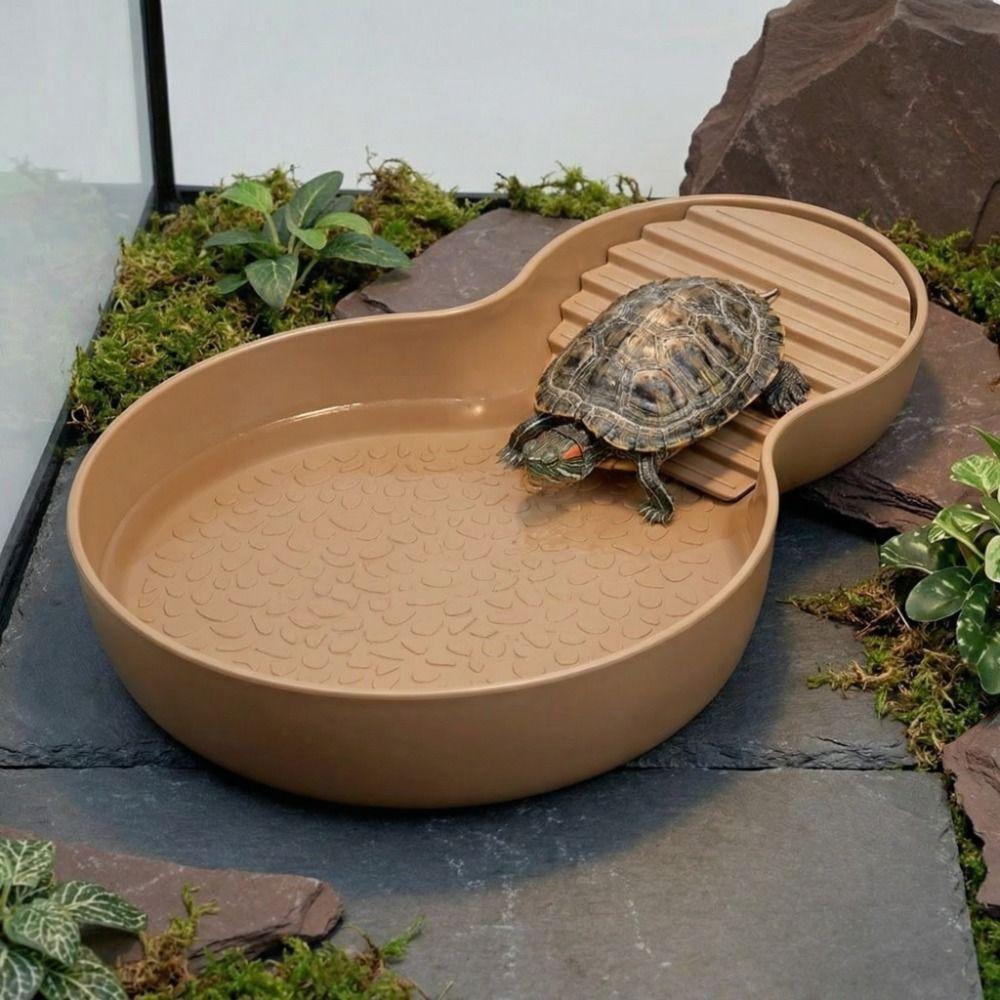 Wide Mouth Tortoise Food Bowl With Ramp Turtle Pond Landscaping Reptile Bathing Pool Habitat Decor