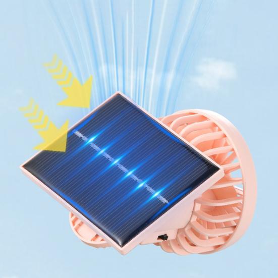 Mini Cooling Fan Adjustable Angle Strong Airflow Low Noise Rechargeable Solar Powered Fan Clip-on Hat Fan