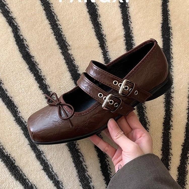 Туфли Мэри Джейн на толстом каблуке Элегантные классические туфли в стиле ретро с квадратным носком Удобные мягкие женские туфли с неглубоким вырезом на низком каблуке