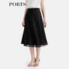PORTS Women's 2025 Spring/Summer Black A-Line Midi Skirt
