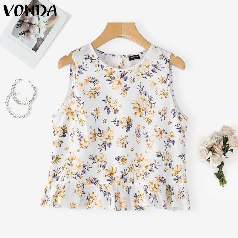 VONDA Летний женский жилет без рукавов со складками повседневные майки