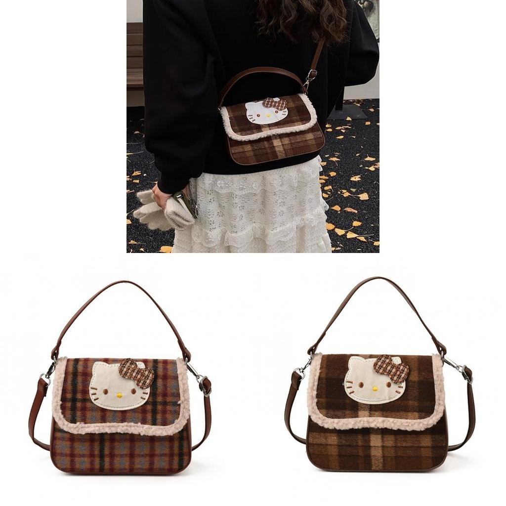 Vintage Hello Kitty Pattern Pu Crossbody Bag With Padded Straps For Men And Women