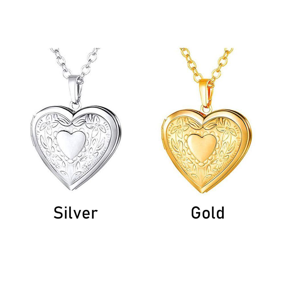 Men Women Lover Jewelry Friend Photo Picture Locket Heart Shaped Necklace Pendant