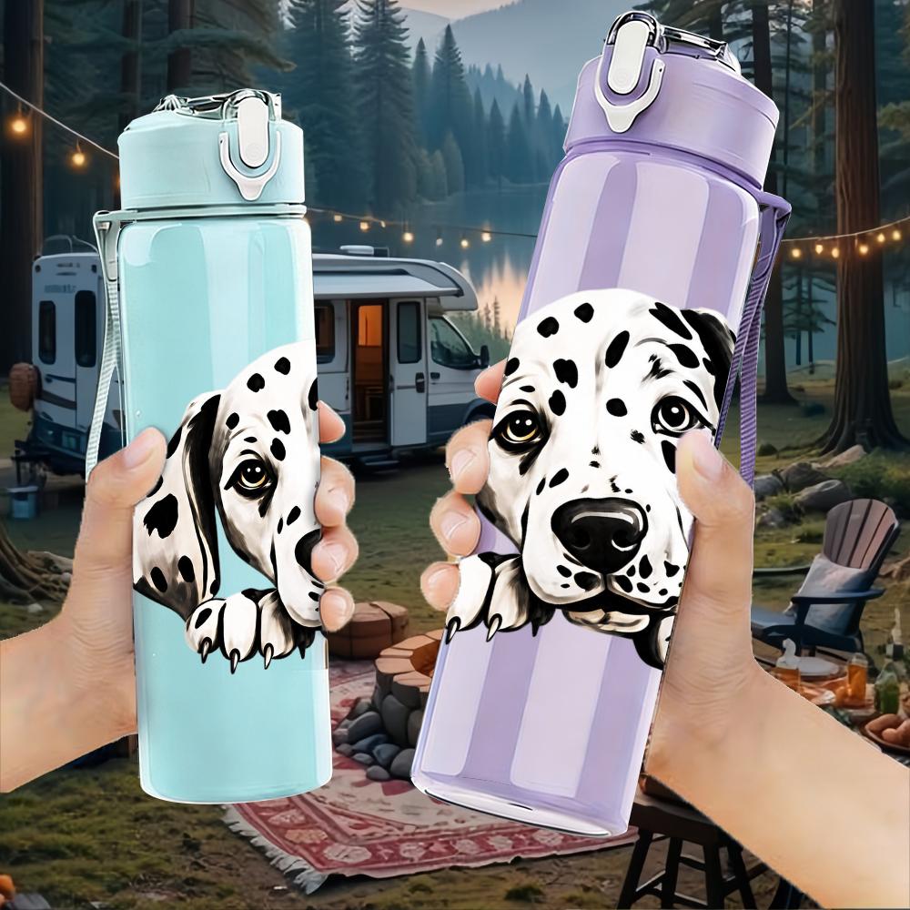 1PC Dalmatian Dog Portrait Graphic,750ml Color Plastic Sports Water Bottle,Leakproof Flip Straw Lid,Suitable for Sports Office Home Use