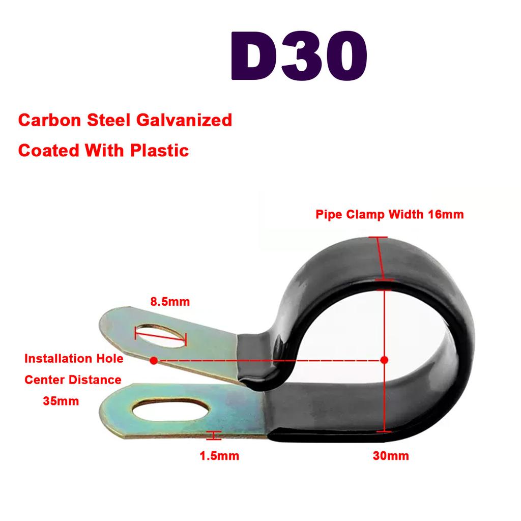 Carbon Steel Galvanized Single Pipe Clip Anti Vibration Anti Slip Insulation Flame Retardant Wire Harness Clamp Thread Lock3