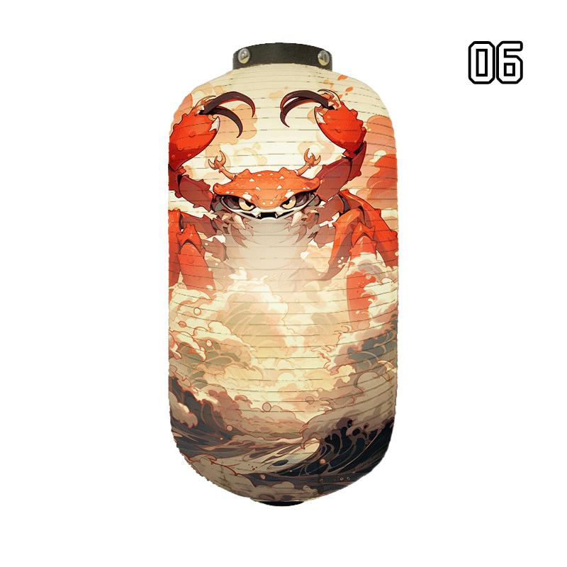 Бумажный фонарь в японском стиле Красивые фонари с принтом краба и креветки Фонари для рекламы суши, хот-пота, изакая-ресторана, бара