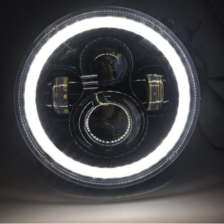 7-дюймовая круглая 4-ламповая светодиодная фара с угловым глазом для мотоциклов и внедорожников 12 В